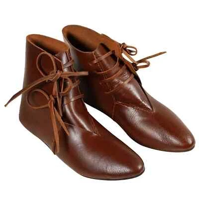 Medieval Renacimiento Grano Completo Cuero Zapatos Juegos con disfraces Halloween Bota Disfraz Foto 1 de 3