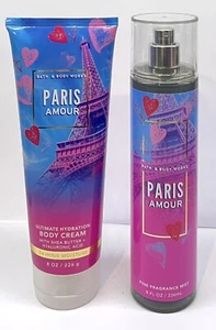 💖2 Bath and Body Works Paris Amour Fragrance Mist 8 fl oz & Body Cream oz💖 - Picture 1 of 1