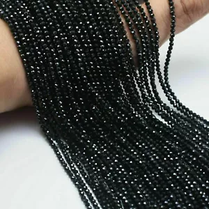 Black Spinel Rondelle Shape Faceted Natural Stone Beads13 "Inch 2mm 5 Strands - Picture 1 of 12