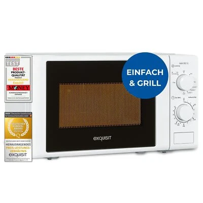 Exquisit Mikrowelle 20L, 1000 W Grill, 700 W, 25,5cm Drehteller, MW 802G weiss - Bild 1 von 4