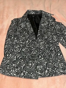 Rafaella Women's Dressy Jacket 3/4 Sleeve, Black White Pattern size Small - Picture 1 of 3
