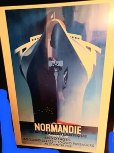 Vintage A.M. Cassandre “Normandie Transatlantique” Litho Print - Picture 1 of 14