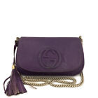 GUCCI Soho Interlocking G Tassel Purple Leather Chain Sholder Bag/4X0356
