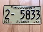 1968 Mississippi Alcorn County License Plate