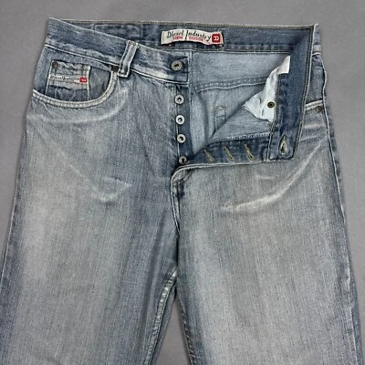 Diesel Jeans Hombres 32x28 Azul Denim Pantalones Blanco Lavado Desteñido Ropa de Trabajo Calle Foto 1 de 4