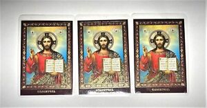 Three Religious Road Prayer Laminated Cards Jesus Christ st.Nicholas Virgin Mary