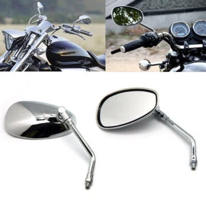 Oval Motorcycle Side Mirrors Chrome Rearview For Yamaha Vino 125CC 50CC Scooter - Picture 1 of 4