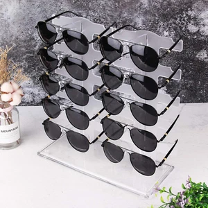 2 Row Sunglasses Rack Holder Glasses Display Stand Transparent - Picture 1 of 7