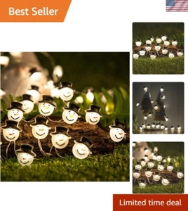 Snowman LED String Lights - 10FT Battery Operated for Bedroom & Party Decor - Picture 1 of 10