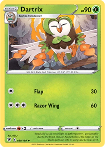 4x Dartrix 020/189  Astral Radiance Pokemon TCG Card NM - Image 1 of 1