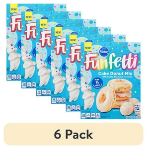 (6 pack) Pillsbury Funfetti Cake Donut Mix with Candy Bits, 16.2 Oz Box - Picture 1 of 6