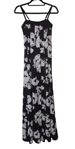 White House Black Market Womens 00 Maxi Dress Navy Blue White Flowers Spring - Picture 1 of 14