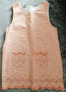 OSHKOSH Girls SUMMER Pinafore DRESS AGE 2 Years NEW Peach FLORAL Lined GINGHAM - Picture 1 of 5