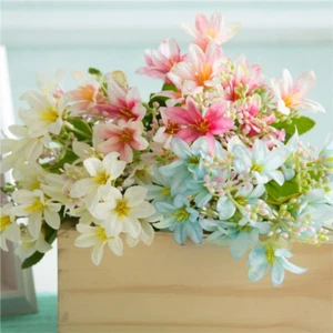 Silk Fake Lily Bouquet 18 Heads Wedding Fake Flowers Home/Party Decor - Picture 1 of 16