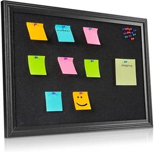 Multipurpose 30" x 20" Black Cork Board with Sturdy Frame for Office and Home - Picture 1 of 5