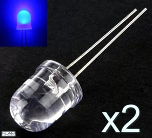 Lot de 2 LED diode 10mm, lumière BLEU-VIOLET / 2x LED 10mm BLUE-PURPLE light - Foto 1 di 4