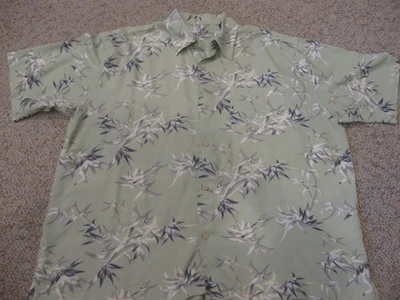 МУЖСКАЯ ASHWORTH вискоза зеленый гавайский кнопка спереди рубашка, XXL - Изображение 1 из 4