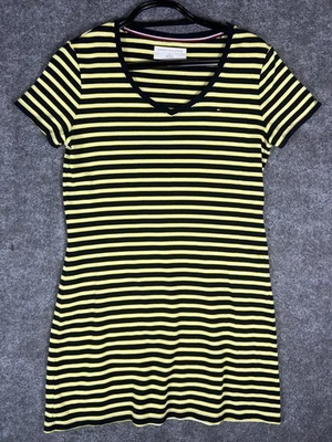 Vestido falda vintage Tommy Hilfiger para mujer grande azul amarillo elástico a rayas  Foto 1 de 4