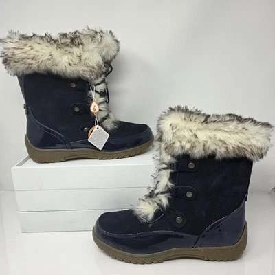 Sporto ботинки женщин 9 широкий зимний незначительный водонепроницаемый замши середины икры загрузки искусственного меха  - Изображение 1 из 4