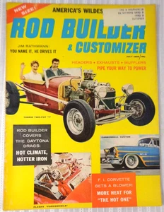 ROD BUILDER & CUSTOMIZER Magazine July 1959 Daytona Dragsters Corvettes T-Birds - Picture 1 of 4