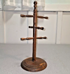 Porta tazze da caffè in legno 6 pioli porta tazze da tè legno albero supporto vintage cottage core - Foto 1 di 7