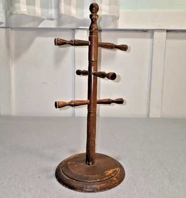 Estante de madera para tazas de café de 6 clavijas soporte para tazas de té soporte para árbol de madera núcleo de cabaña de colección Foto 1 de 4