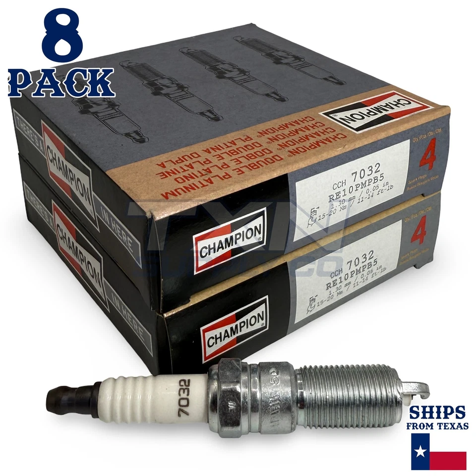 Velas de ignição Champion 7032 platina dupla RE10PMPB5 - Pacote com 8 - Imagem 1 de 2
