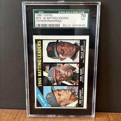 1966 Topps #215 Roberto Clemente, Hank Aaron, Willie Mays Líderes de Bateo SGC 70 Foto 1 de 2