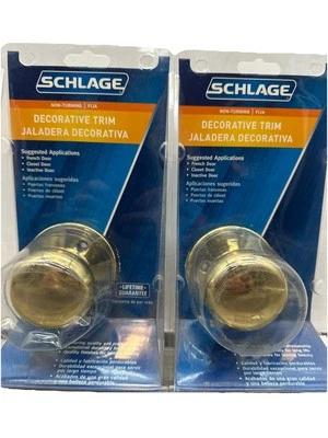 Botões decorativos para porta de latão 2 peças SCHLAGE Plymouth sem giro {K} - Imagem 1 de 4