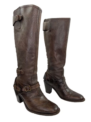 Belstaff Trailmaster Botas Hasta la Rodilla Cuero Marrón Tacón Envejecido 36 CLÁSICAS Foto 1 de 4