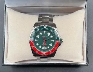 New Gucci Dive 45mm Green Dial Steel Men's Watch YA136222 - Picture 1 of 9