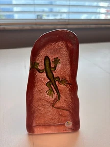 Sea Glas Bruk, Block, Lizard, red glass. 16x9 cm. Sweden. Item # 020008051-Red - Picture 1 of 7