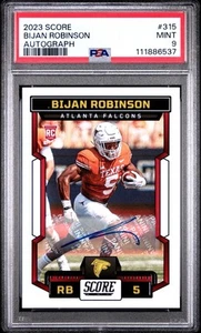 2023 Panini Score Football Bijan Robinson Rookie Auto Mint PSA 9 Falcons #315 - Picture 1 of 2