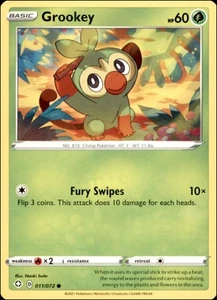 Pokemon - 2X Grookey #011/072 - Shining Fates Common - Bild 1 von 2