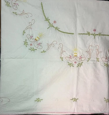 (16) Omas  HANDARBEIT- BESTICKTE Weihnachtsdecke - Kerzen.Sterne - 1,70x120 - Bild 1 von 3