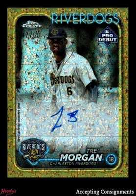 2024 Topps Pro Debut Chrome Gold Mini-Diamond Tre' Morgan 47/50 ROOKIE AUTO - Image 1 of 2