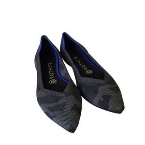 Rothy's The Point grau schwarz Tarnmuster Stoff Slipper flache Schuhe adrette Academia EUC 7,5 - Bild 1 von 7