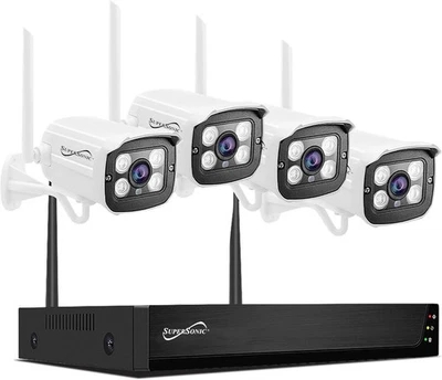 Supersonic SC-5004NVR-Kit 4CH 1080P WiFi Security Camera System, 1TB HDD, 2-Way - Image 1 of 4