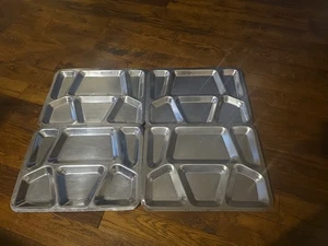 Vintage-United States Navy Stainless Steel Serving/Mess Hall Trays Set 4 - Picture 1 of 5