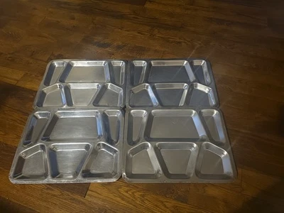 Vintage-United States Navy Stainless Steel Serving/Mess Hall Trays Set 4 - Image 1 of 4