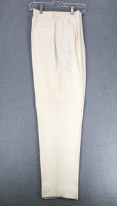 Vintage Woodward Shop Wolle Karriere Hose Gr. 12 gefüttert Plissee hoher Bund elfenbein - Bild 1 von 12