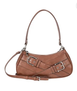 No Boundaries Schultertasche Handtasche Damen Cognac Braun Doppelschnallen - Bild 1 von 4