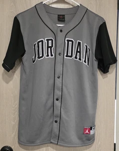 AIR JORDAN Baseball Jersey Boy's L  12-13 Years Gray & Black #23 - Picture 1 of 8