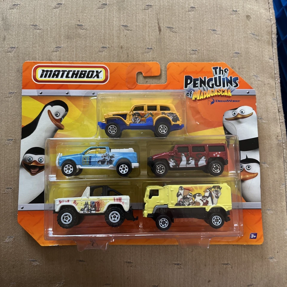 The Penguins Of Madagascar 2010 5-Pack Matchbox Cars Jeep Trucks Hummer New - Image 1 of 1