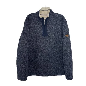 Orvis Sherpa Lined Quarter Zip Sweater Mens Large Blue Casual Fleece Utility - Picture 1 of 6