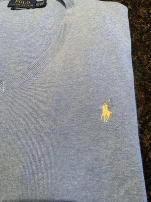 Polo Ralph Lauren Men's Jumper XXL Blue 100% Prima Cotton V-Neck Pullover - Image 1 of 4