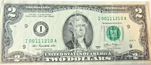 Series 2013 2 dollar bill, Very Low Serial Numbers - Picture 1 of 5