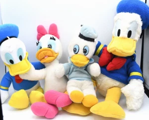 Vintage Donald Duck Daisy Plush Disneyland Blue Sailor Lot 4 Pink Plastic Eyes - Picture 1 of 9