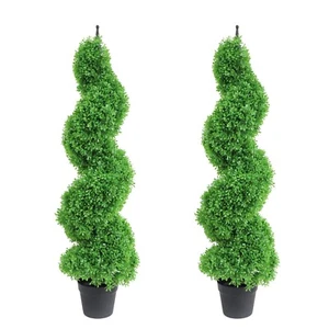 2 Pack 43in Faux Tree Spiral Tree Outdoor Artificial Tropical Plant Trees Decor - Picture 1 of 8