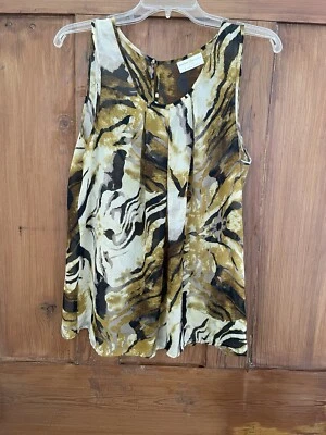 Women’s Bobbie Brooks Animal Black Gold Ivory Sheer Top Large - Image 1 of 4